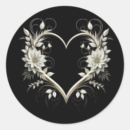 花モダンとハート ラウンドシール
