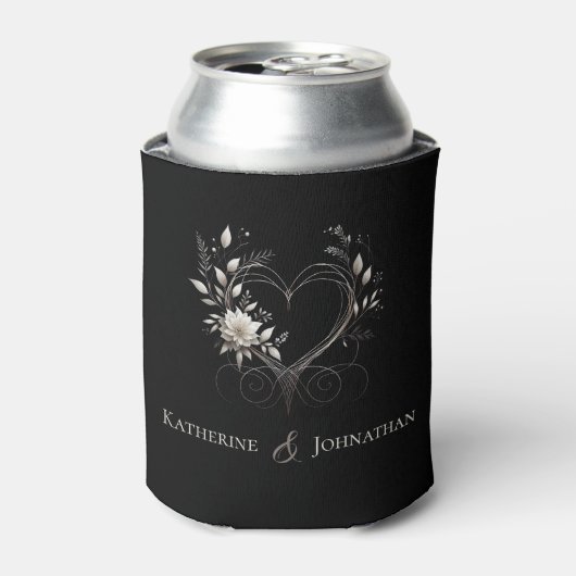 花モダンとハート 缶クーラー (缶正面)
