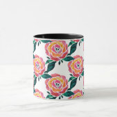 花モダンなバラのマグのステンドグラスの水彩画 マグカップ (中央)