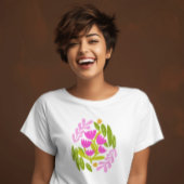 花モダンな緑とピンクのエレガントな植物 Tシャツ