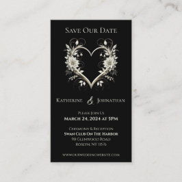 花モダンにハートを添え 名刺