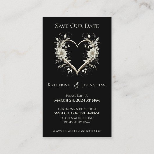 花モダンにハートを添え 名刺 (正面)