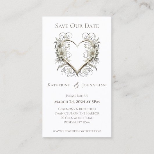 花モダンにハートを添え 名刺 (正面)