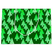花モダンのクリスマスツリー松の緑 ラージペーパーバッグ (正面)