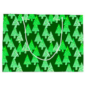 花モダンのクリスマスツリー松の緑 ラージペーパーバッグ (裏面)