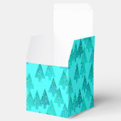 花モダンのクリスマスツリー – アクア&孔雀 フェイバーボックス (オープン)