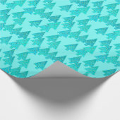 花モダンのクリスマスツリー – アクア&孔雀 ラッピングペーパー (角)