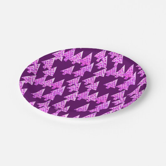 花モダンのクリスマスツリー – アメジスト紫 ペーパープレート (アングル)