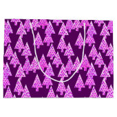 花モダンのクリスマスツリー、アメジスト紫 ラージペーパーバッグ (裏面)