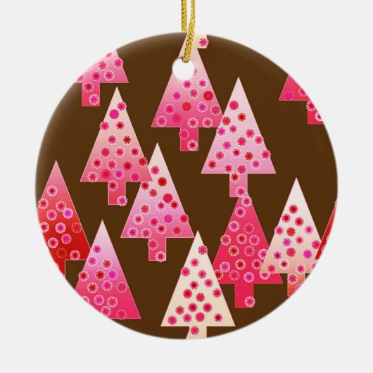 花モダンのクリスマスツリー – サンゴと茶色 セラミックオーナメント (正面)