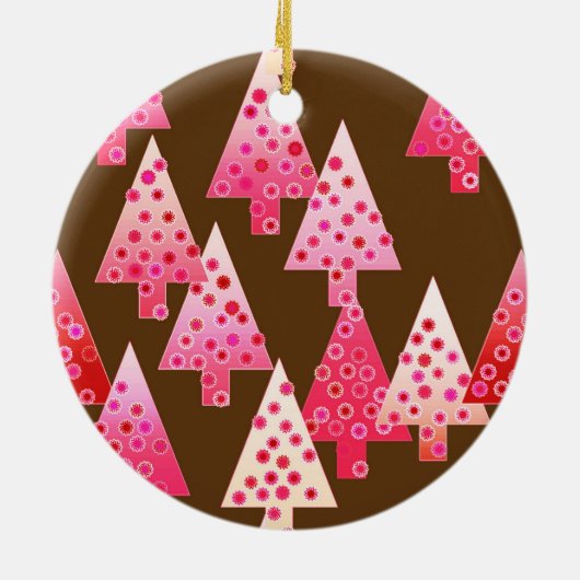 花モダンのクリスマスツリー – サンゴと茶色 セラミックオーナメント (裏面)