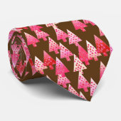 花モダンのクリスマスツリー – サンゴと茶色 ネクタイ (ロール)
