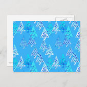 花モダンのクリスマスツリー – スカイブルー シーズンポストカード (正面/裏面)