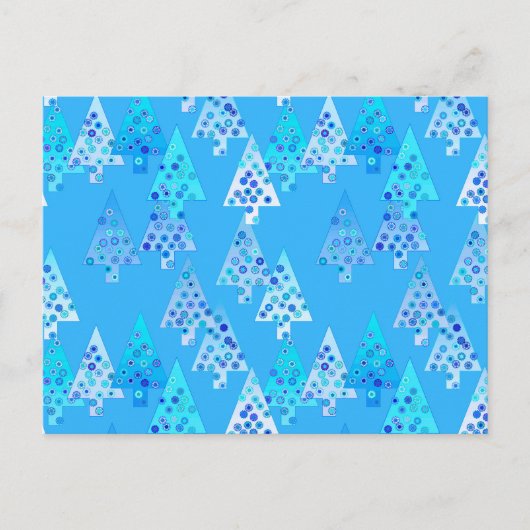 花モダンのクリスマスツリー – スカイブルー シーズンポストカード (正面)