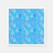 花モダンのクリスマスツリー – スカイブルー スタンダードカクテルナプキン (正面)