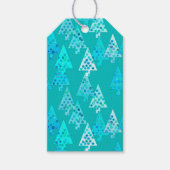 花モダンのクリスマスツリー – ターコイズ ギフトタグ (正面)