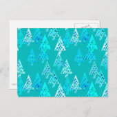 花モダンのクリスマスツリー – ターコイズ シーズンポストカード (正面/裏面)