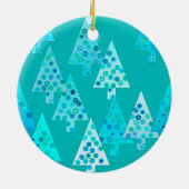 花モダンのクリスマスツリー – ターコイズ セラミックオーナメント (裏面)