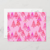 花モダンのクリスマスツリー – パステルピンク シーズンポストカード (正面/裏面)