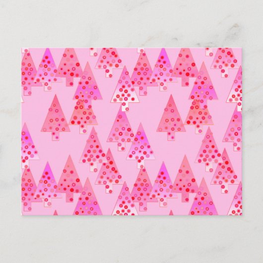 花モダンのクリスマスツリー – パステルピンク シーズンポストカード (正面)