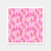 花モダンのクリスマスツリー – パステルピンク スタンダードカクテルナプキン (正面)