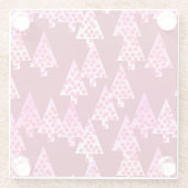 花モダンのクリスマスツリー – ワイン&ピンク ガラスコースター (裏面)