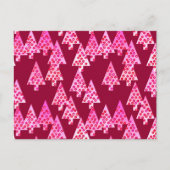 花モダンのクリスマスツリー – ワイン&ピンク シーズンポストカード (正面)