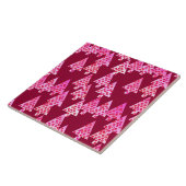 花モダンのクリスマスツリー – ワイン&ピンク タイル (側面)