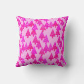 花モダンのクリスマスツリー – 明るい赤紫色ピンク クッション (裏面)