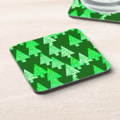 花モダンのクリスマスツリー – 松の緑 コースター (左側)