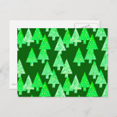 花モダンのクリスマスツリー – 松の緑 シーズンポストカード (正面/裏面)