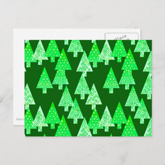 花モダンのクリスマスツリー – 松の緑 シーズンポストカード (正面/裏面)