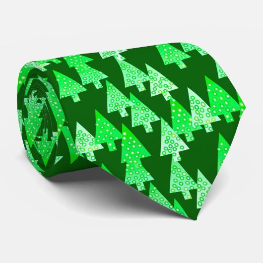 花モダンのクリスマスツリー – 松の緑 ネクタイ (ロール)