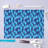 花モダンのクリスマスツリー – 深いブルー 薄葉紙 (クラフト)