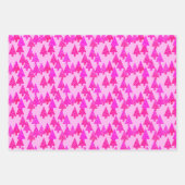 花モダンのクリスマスツリー、緑、青、ピンク ラッピングペーパーシート (正面3)