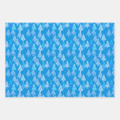 花モダンのクリスマスツリー、緑、青、ピンク ラッピングペーパーシート (正面2)