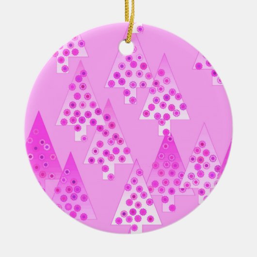 花モダンのクリスマスツリー – 蘭と紫 セラミックオーナメント (正面)