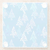 花モダンのクリスマスツリー – cerulean blue ガラスコースター (裏面)