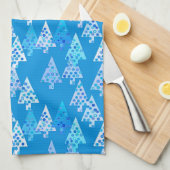 花モダンのクリスマスツリー – cerulean blue キッチンタオル (四つ折り)
