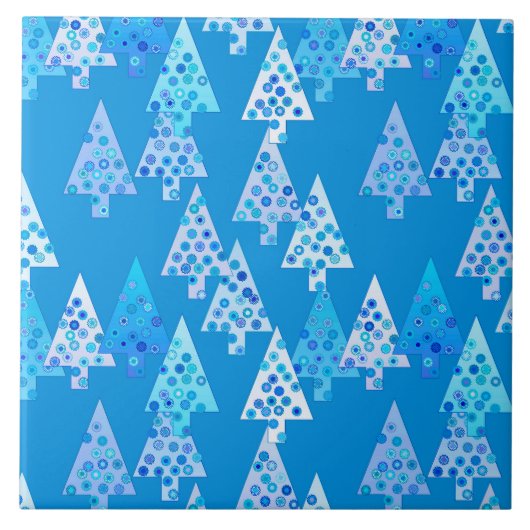花モダンのクリスマスツリー – cerulean blue タイル (正面)