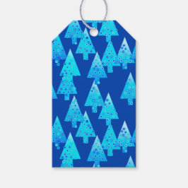 花モダンのクリスマスツリー – cobalt blue ギフトタグ