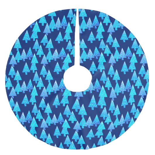 花モダンのクリスマスツリー – cobalt blue ブラッシュドポリエステルツリースカート (正面)