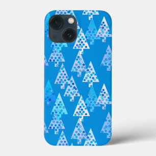 花モダンのクリスマスツリーCerulean Blue iPhone 13 Miniケース