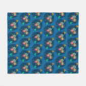 花モダンの花瓶ブルー フリースブランケット (正面(横))