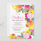 花モダンはっきりしたは母の日のブランチ 招待状 (正面)