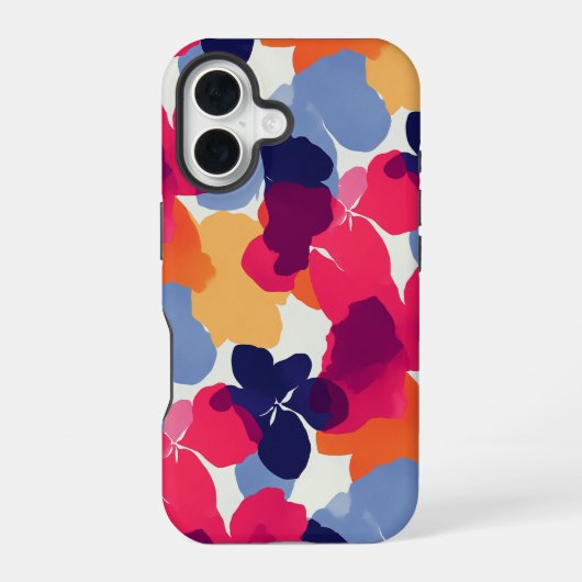 花モダンはっきりした柄 iPhone 16ケース (裏面)