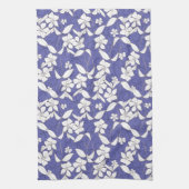 花モダンを手で引いた白い花 キッチンタオル (縦)