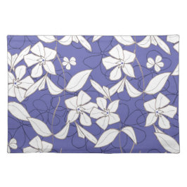 花モダンを手で引いた白い花 ランチョンマット