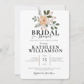 花モダンイラストレーションブライダルシャワー 招待状 (正面)