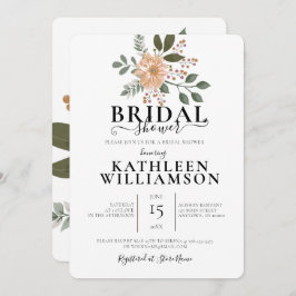 花モダンイラストレーションブライダルシャワー 招待状